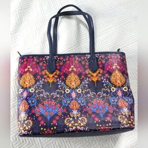 Talbot's Floral Medallion Print Medium Tote Carryall Zip Top Bag Office NWT